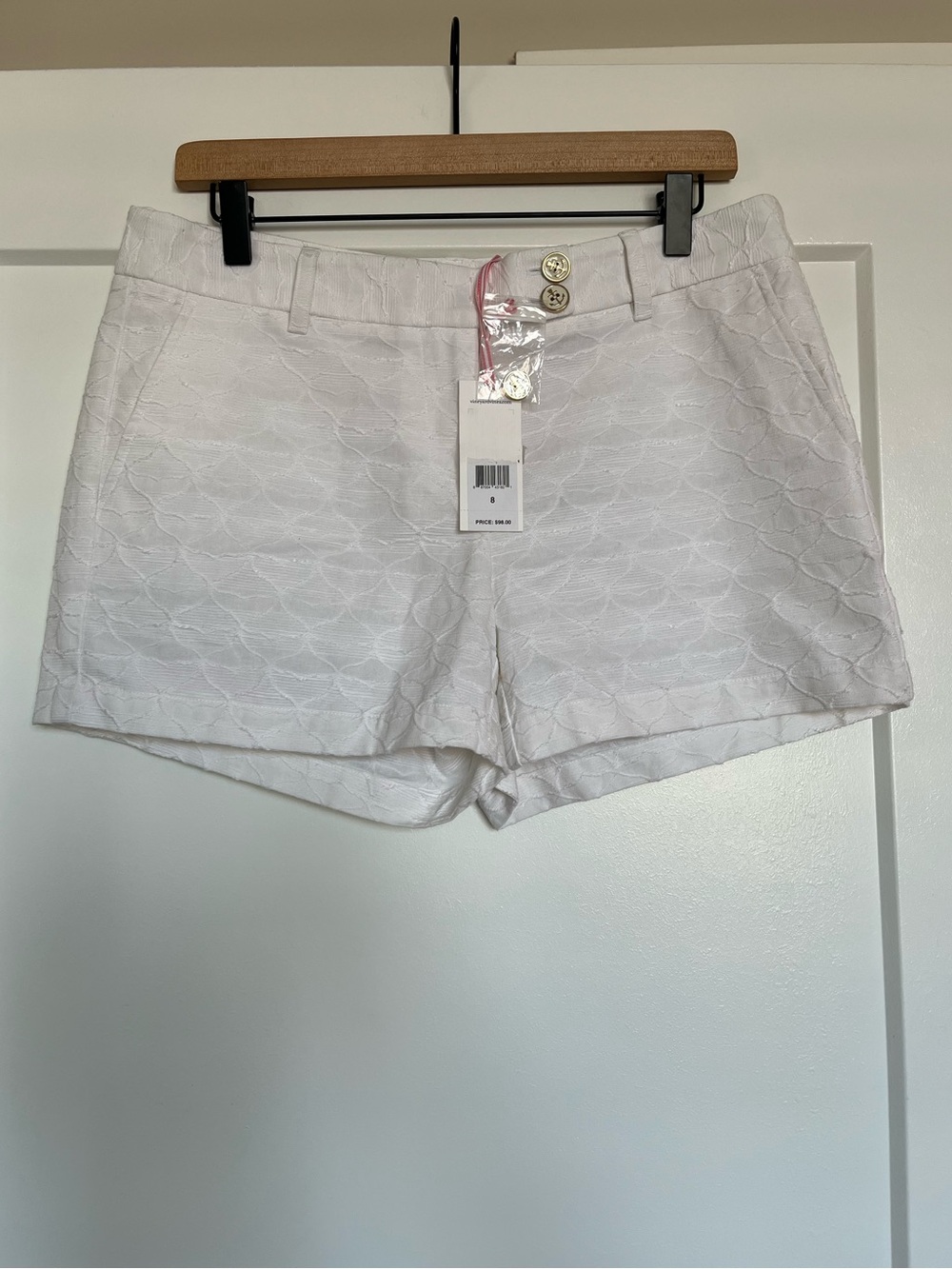 Vineyard Vines White Textured Jacquard Everyday Shorts NWT Size 8 Coastal Preppy